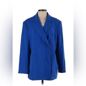 OAK + FORT Oversized Blue Blazer with Notched Lapels and Relaxed Fit